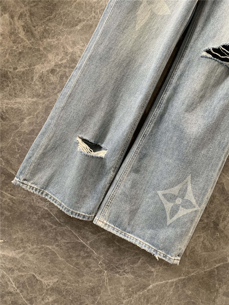 l0vis Vvtt0n lv ripped denim trousers replica clothing