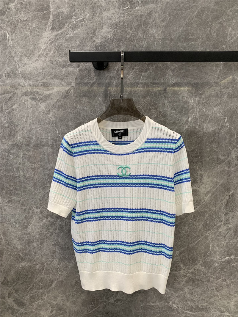Chanel short sleeve knitted top designer replica clothes