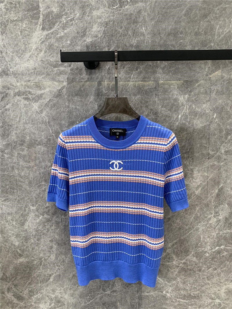 Chanel short sleeve knitted top designer replica clothes