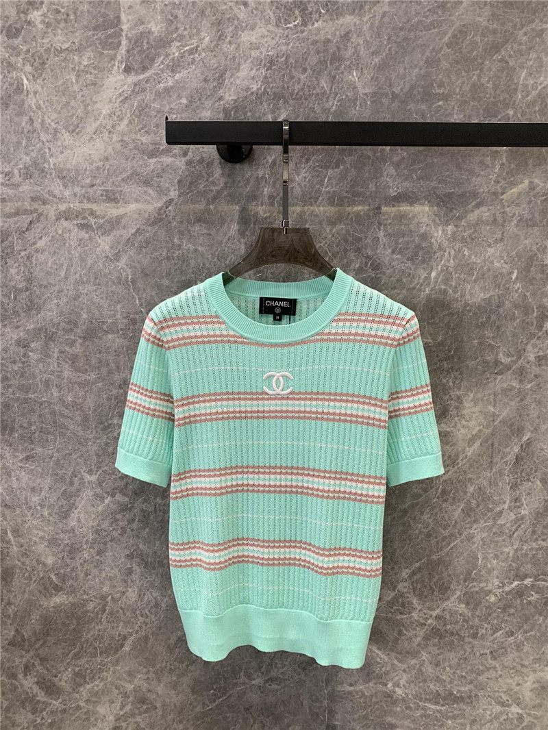 Chanel short sleeve knitted top designer replica clothes