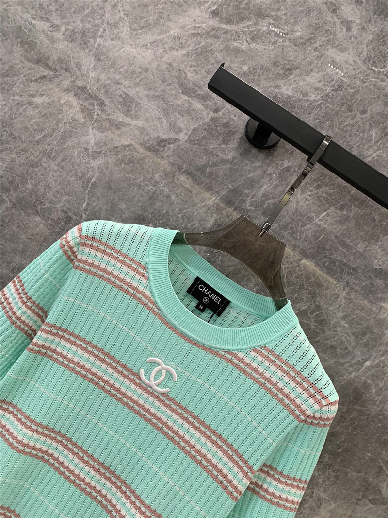 Ch**el short sleeve knitted top designer replica clothes