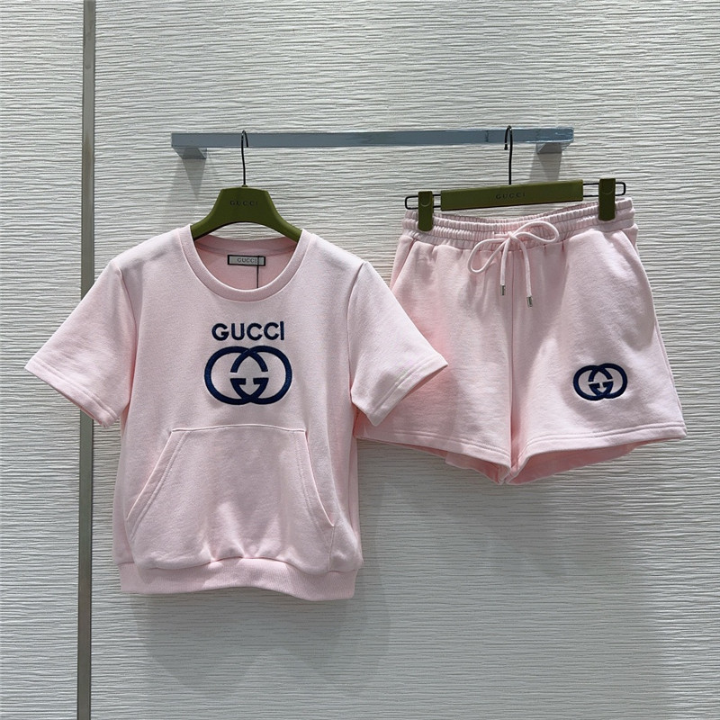 Gucci round neck T-shirt + elastic shorts set replica d&g clothing