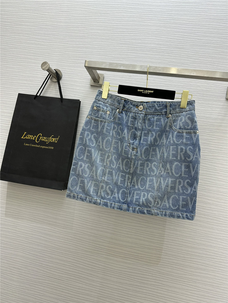 Versace letter print washed denim skirt replica clothes
