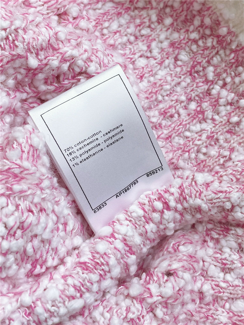 Chanel Color Block Twist Cardigan Pink