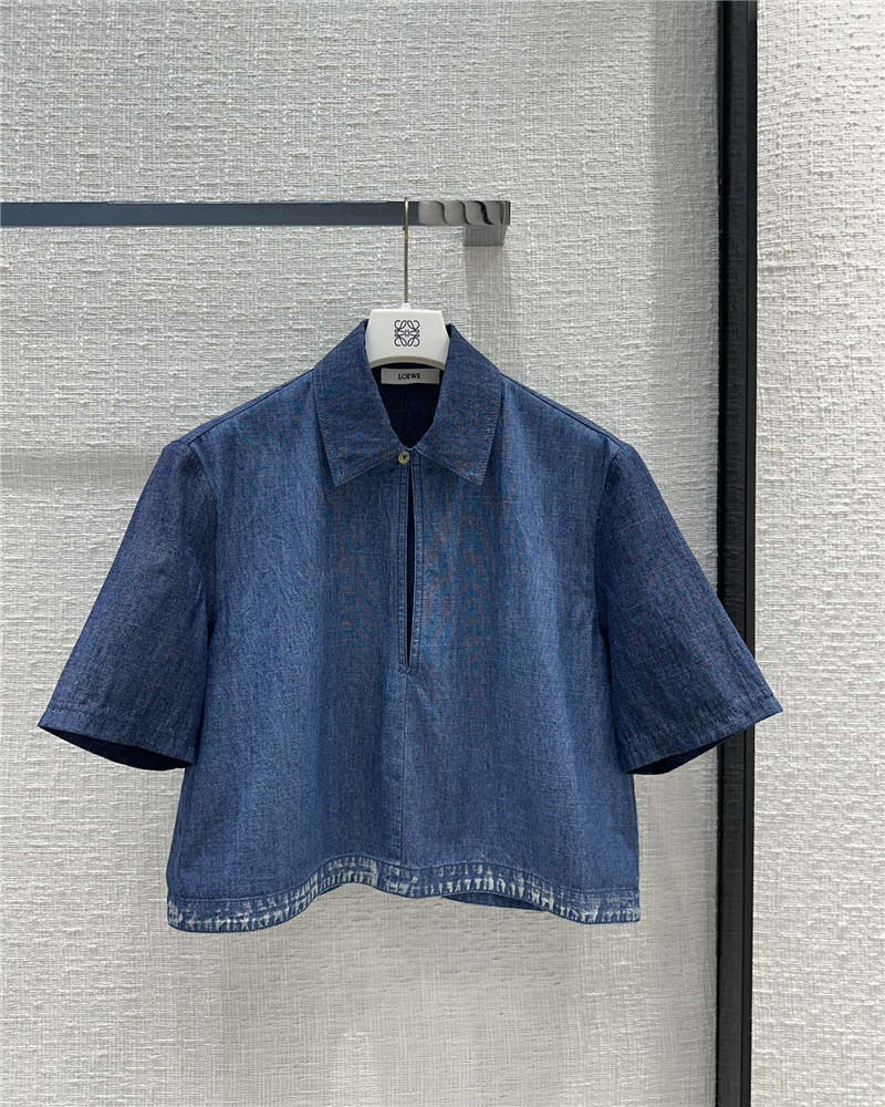 loewe denim colorblock washed denim shirt replica clothes