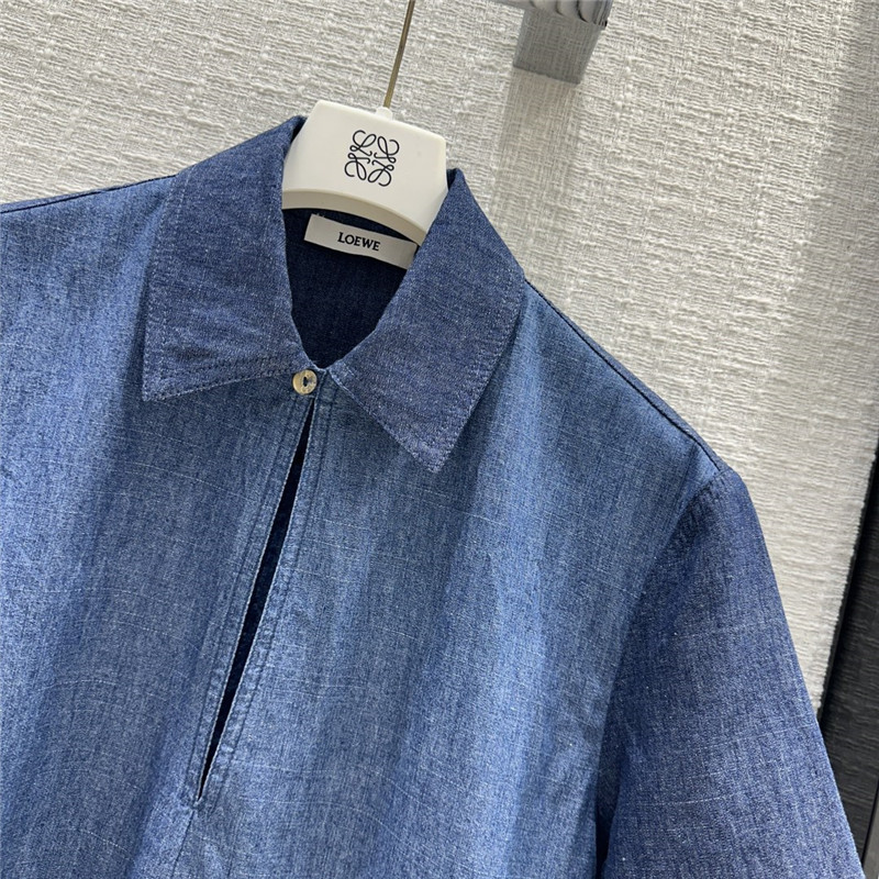 L0ew* denim colorblock washed denim shirt replica clothes