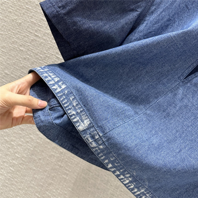 L0ew* denim colorblock washed denim shirt replica clothes