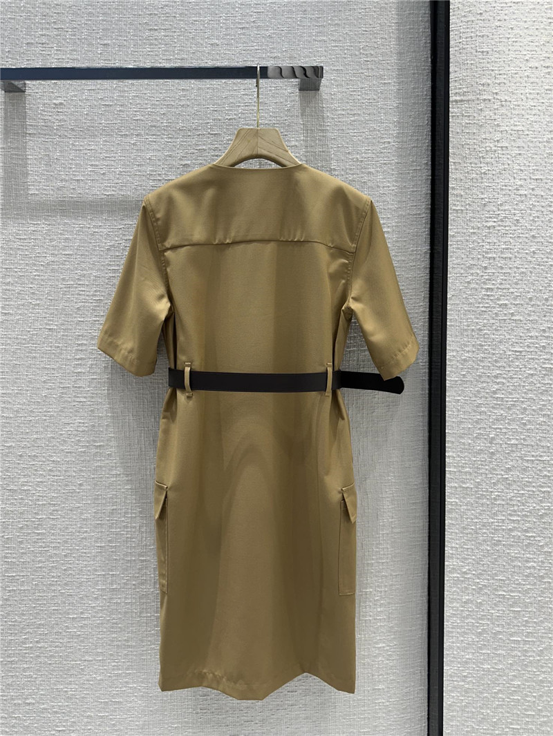 Y51 v-neck multi-pocket khaki cotton work skirt replica clothing