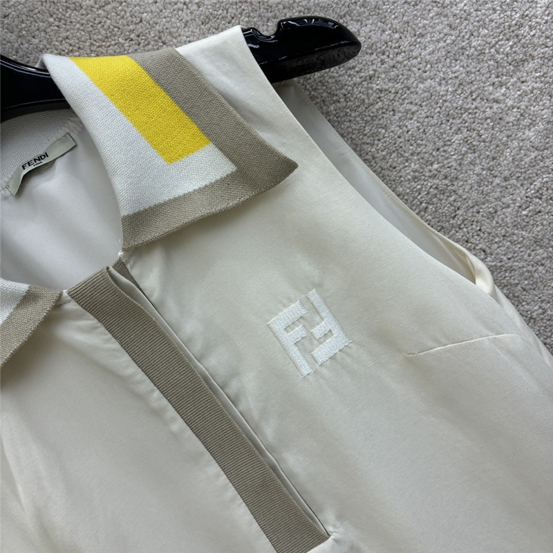 F**di knitted lapel patchwork sleeveless dress replica clothing