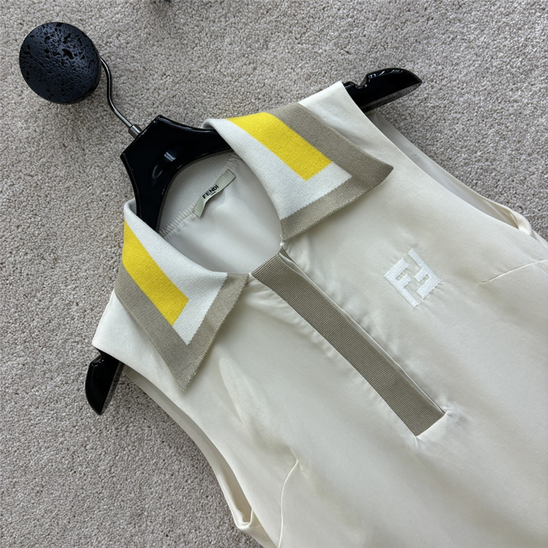 F**di knitted lapel patchwork sleeveless dress replica clothing