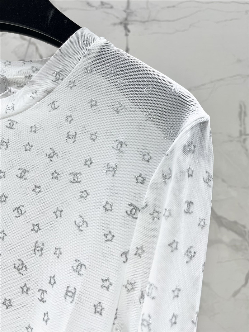 Ch**el xiaoxiang letter mesh top replica designer clothes