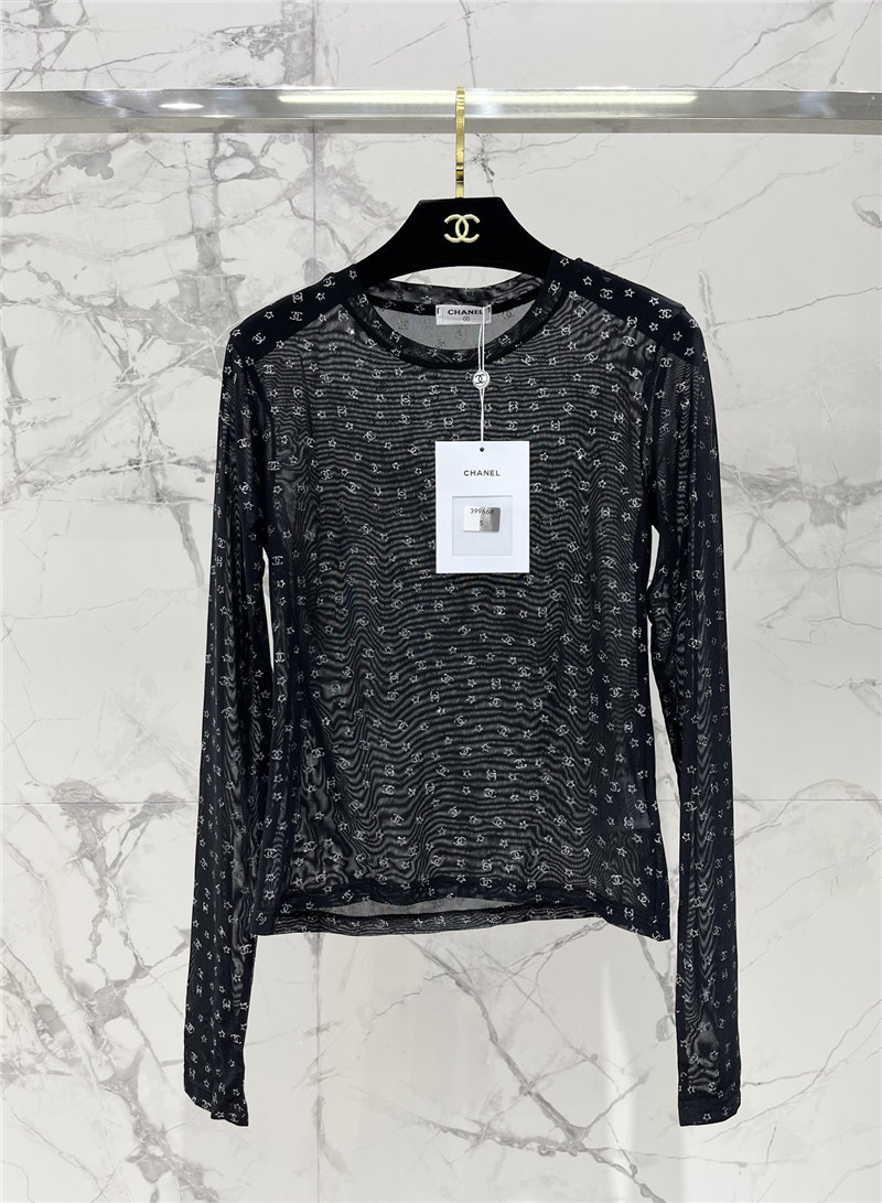 Chanel xiaoxiang letter mesh top replica designer clothes