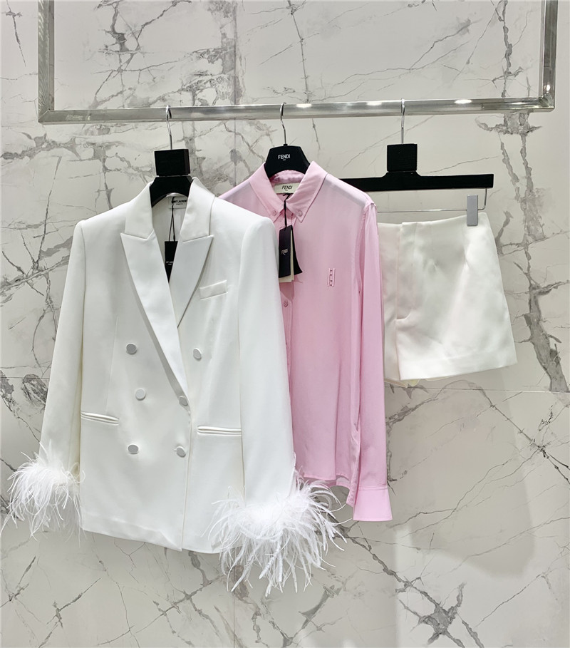 Y51 ostrich feather silhouette suit replica d&g clothing