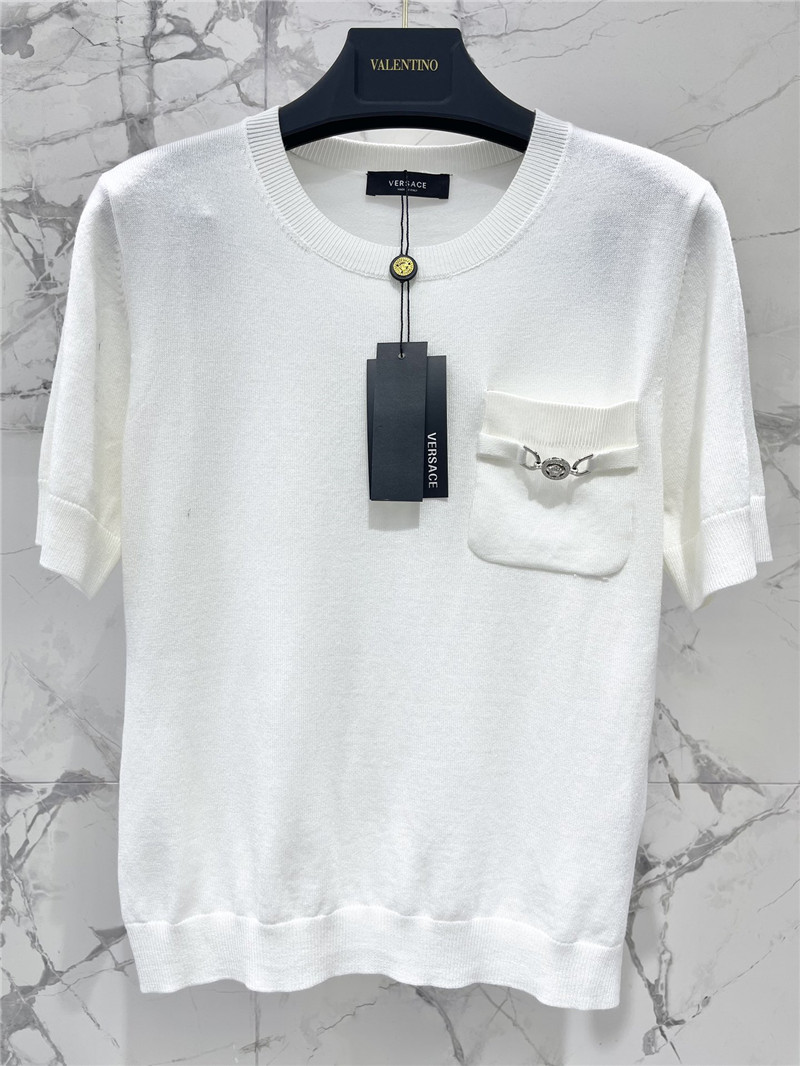 Versace Medusa Plaque Knitted Top White