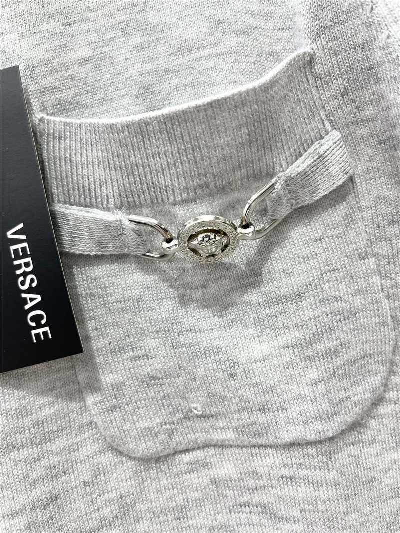 Versace Medusa Plaque Knitted Top grey
