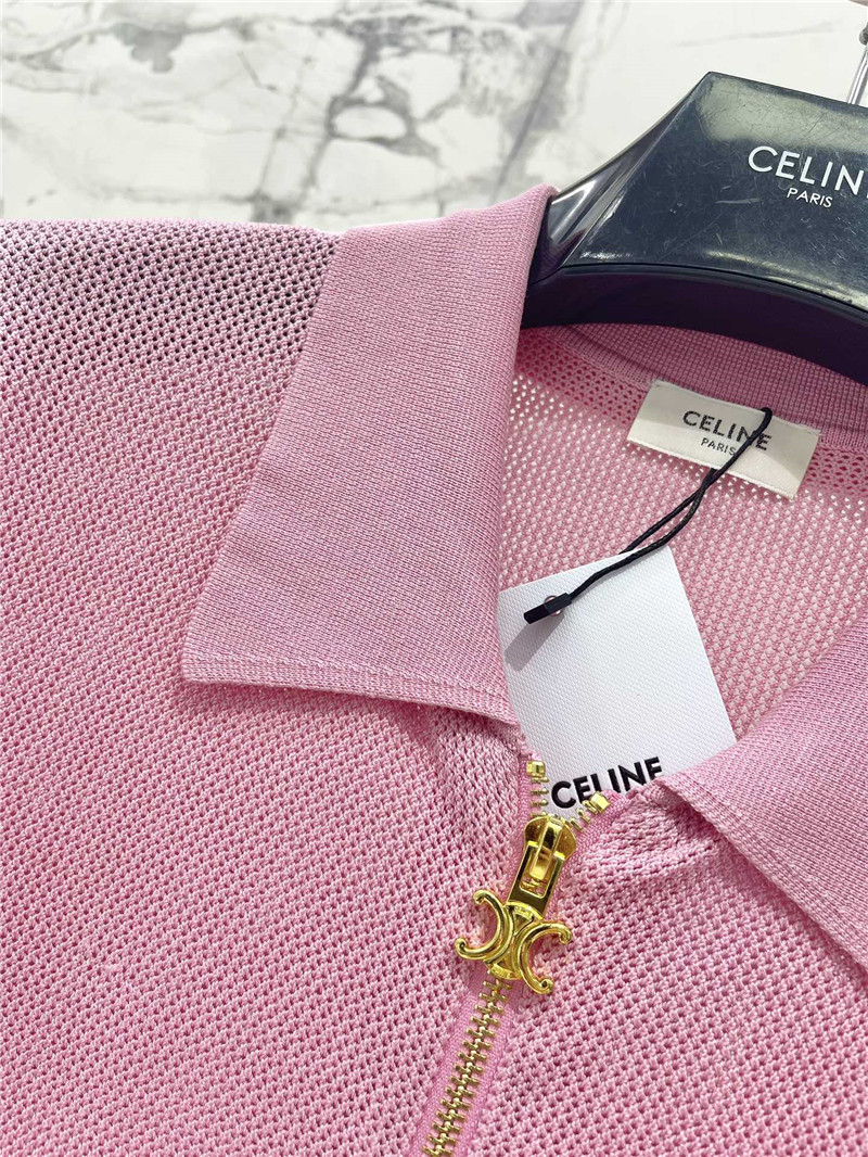 Ce1i*e zip short-sleeve cardigan in pink