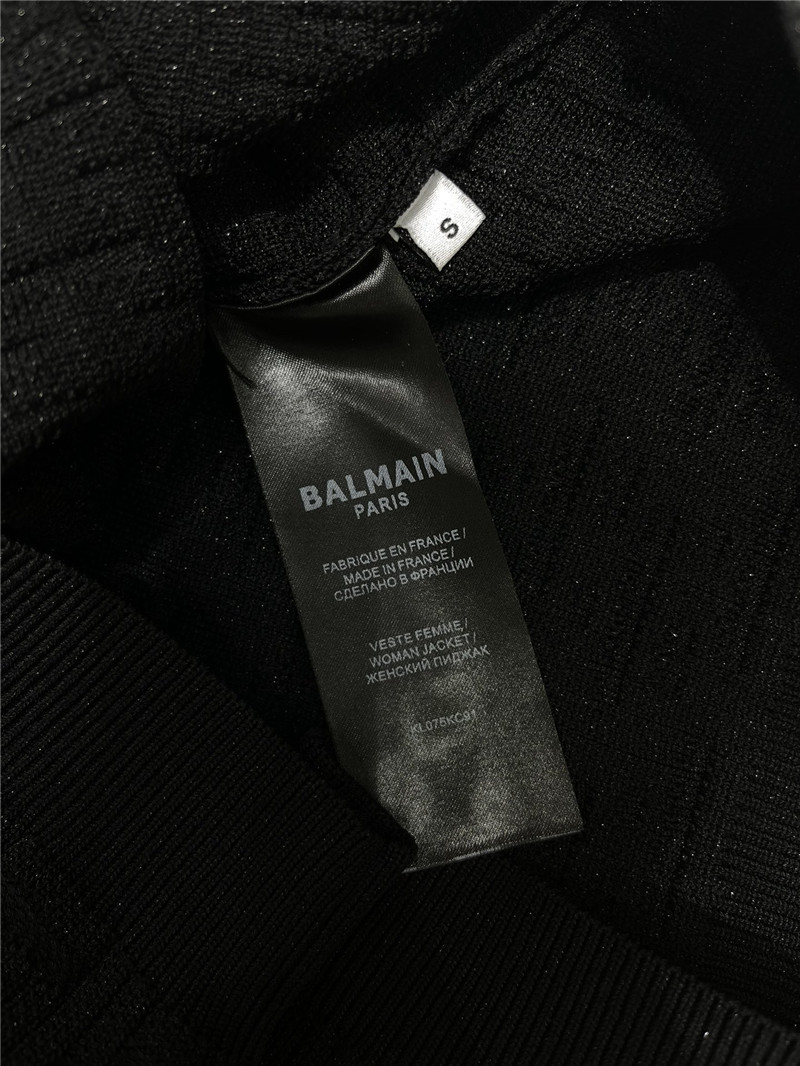 Balmain Jacquard Short Knit Cardigan in Black