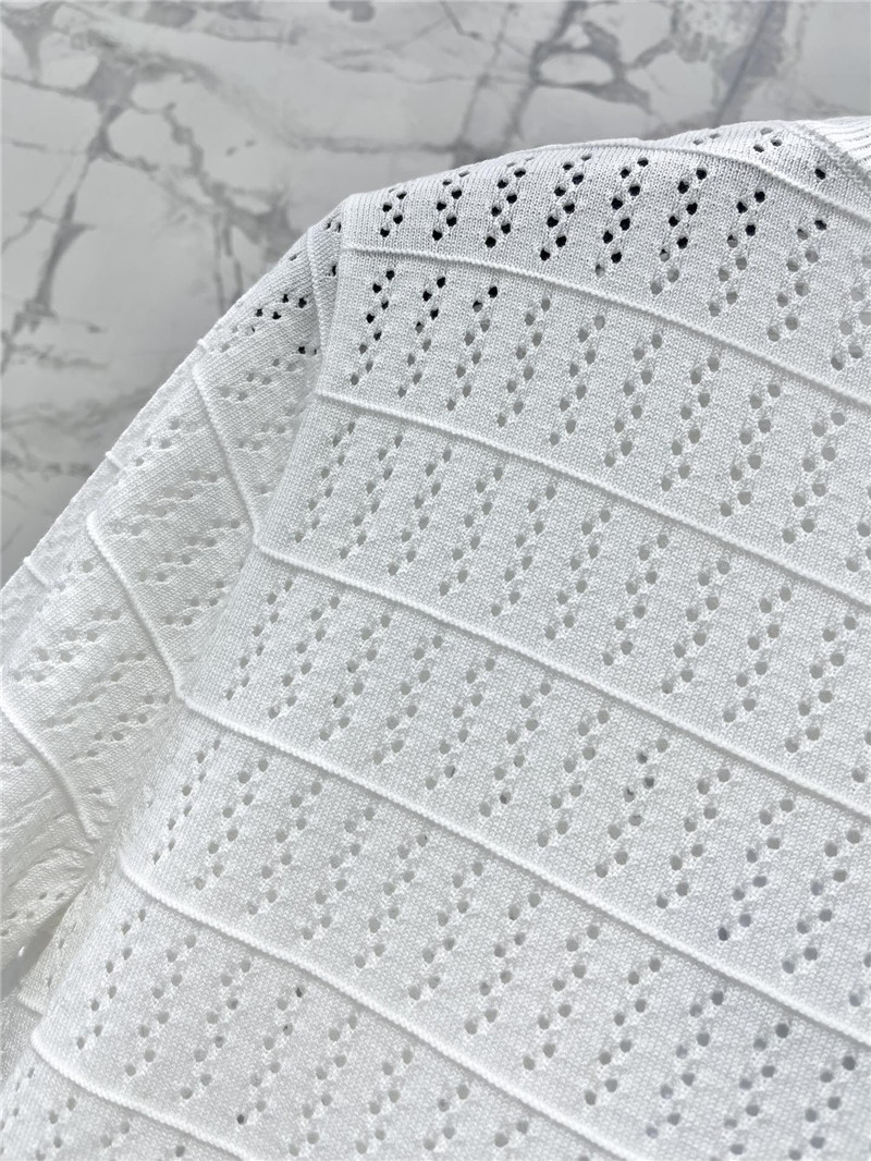 Ch**el logo hollow knitted t-shirt in white