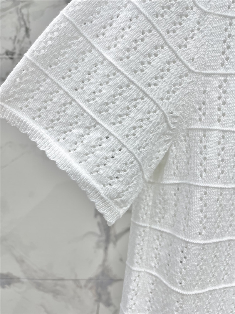 Ch**el logo hollow knitted t-shirt in white