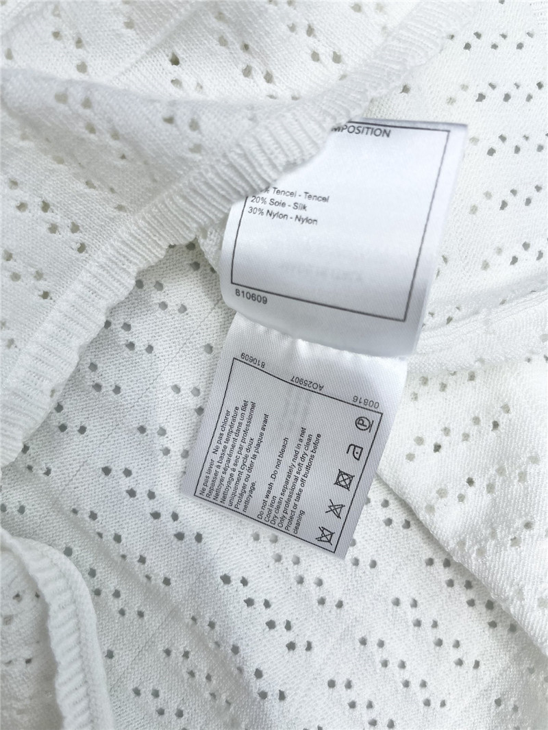 Ch**el logo hollow knitted t-shirt in white