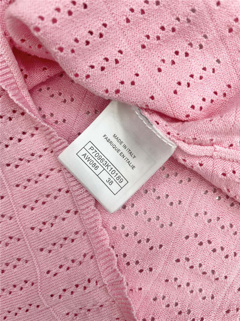 Ch**el logo hollow knitted t-shirt in pink