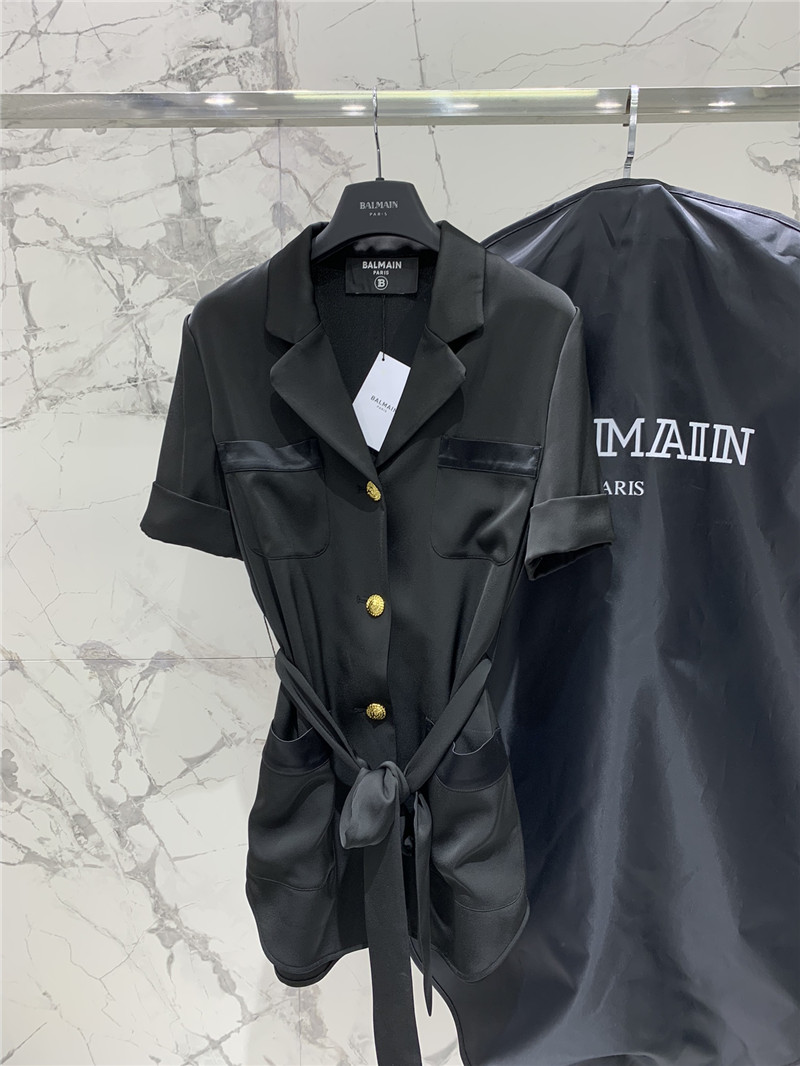 Balmain acetate satin belt coat replica clothes