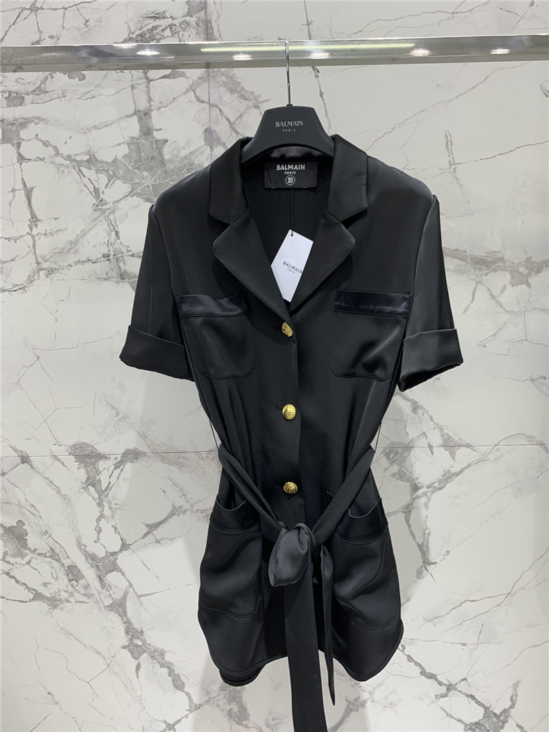 Balmain acetate satin belt coat replica clothes