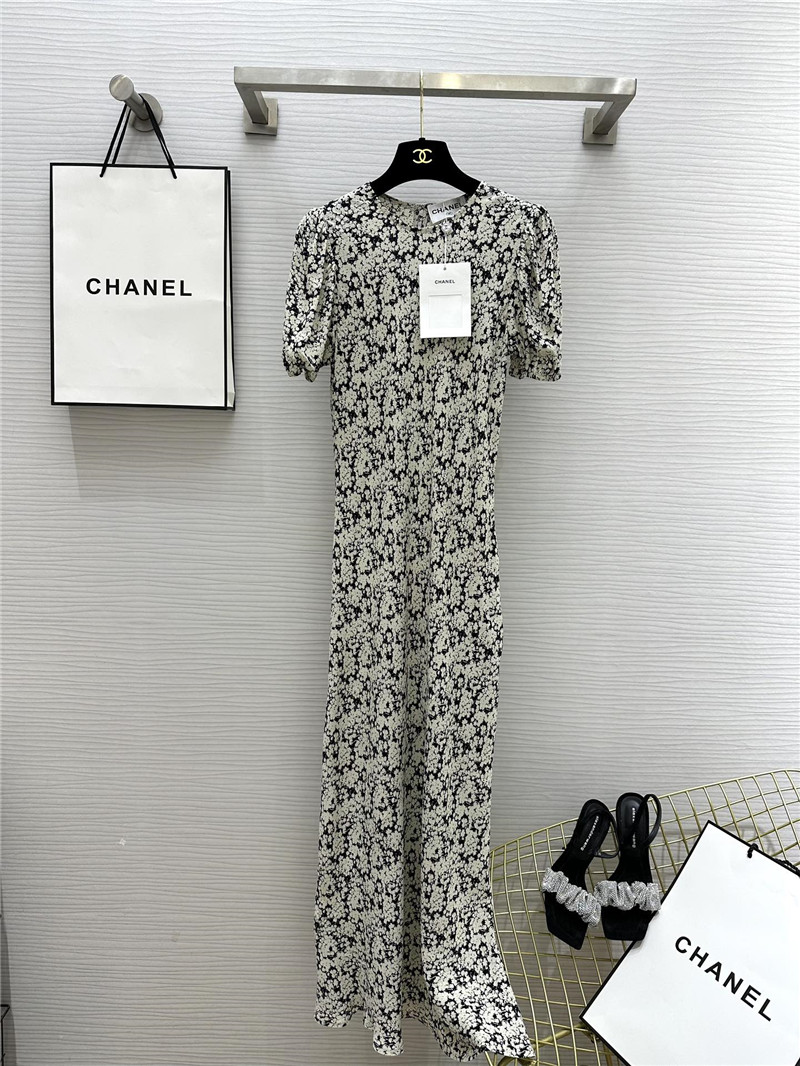Chanel puff sleeve dress cheap designer replica clothes