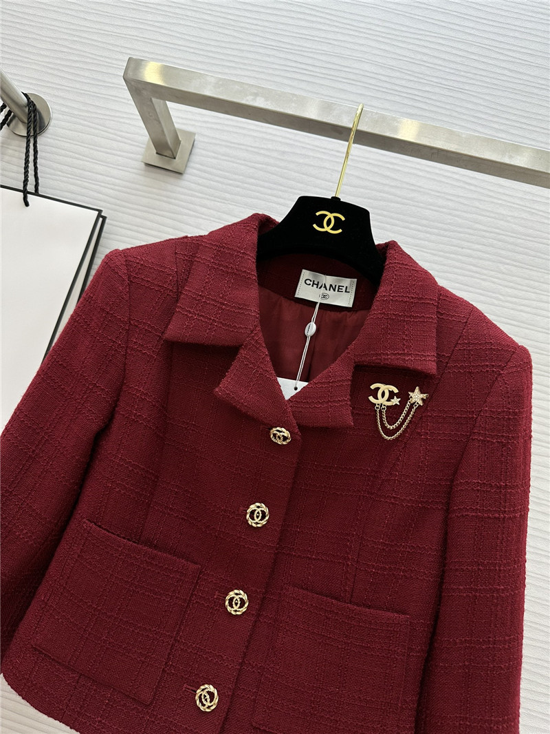 Chanel burgundy short lapel jacket replica d&g clothing