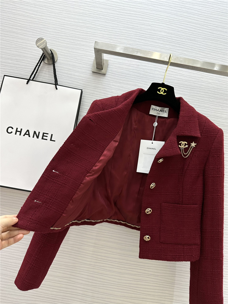 Chanel burgundy short lapel jacket replica d&g clothing