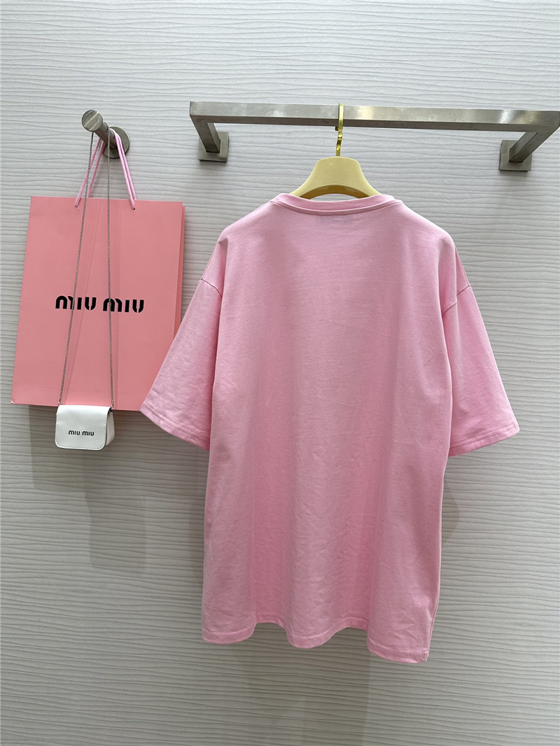 M1um1u custom beaded contrast color t-shirt replica clothing