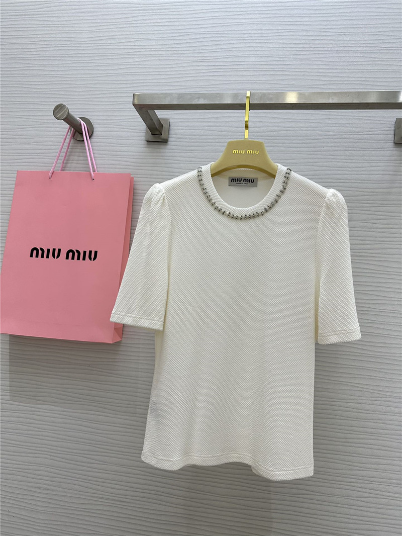 miumiu beaded round neck top replica designer clothes