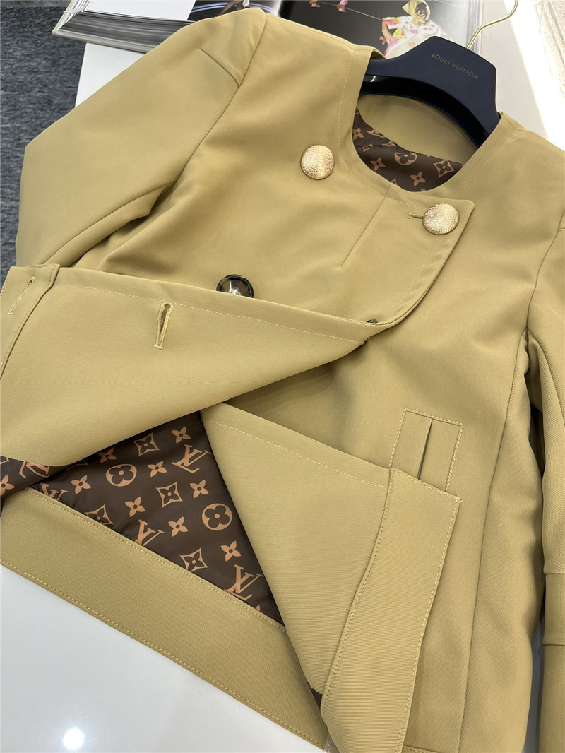 louis vuitton LV double breasted round neck jacket replica clothes