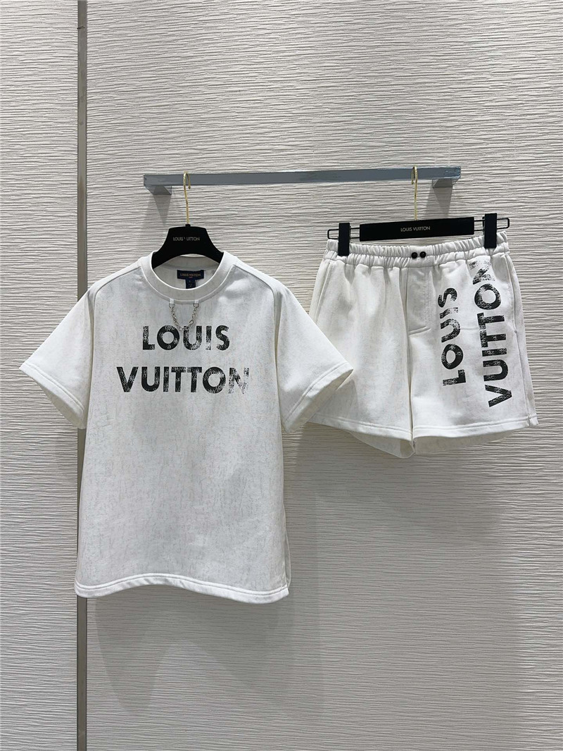 Louis Vuitton White Letter Print T-Shirt Sets