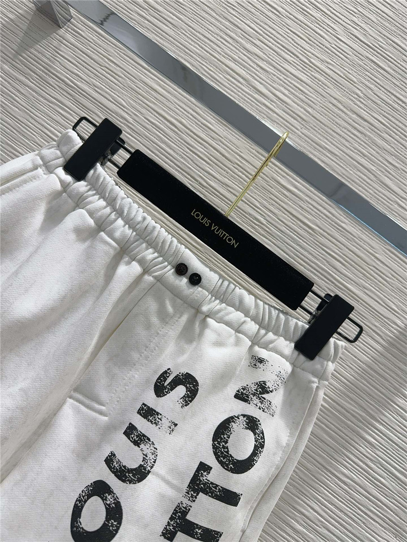Louis Vuitton White Letter Print T-Shirt Sets