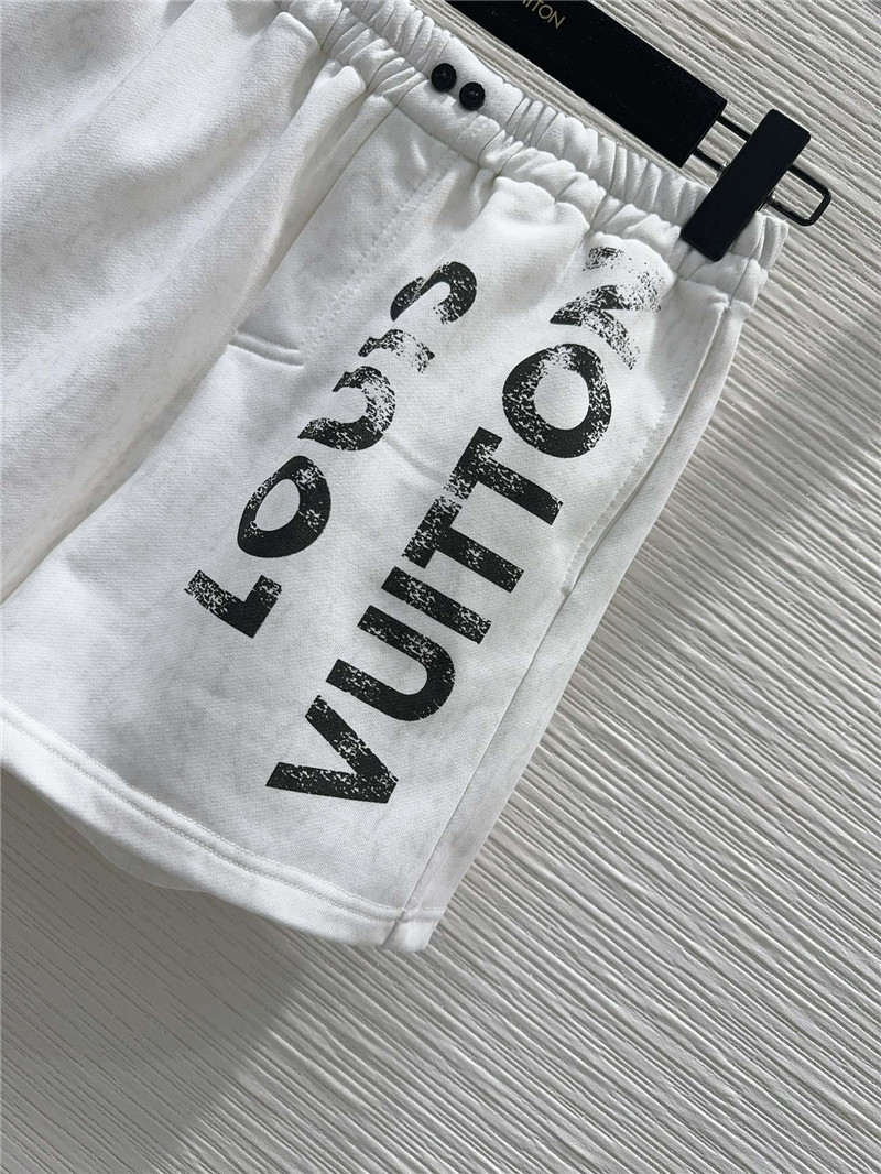Louis Vuitton White Letter Print T-Shirt Sets