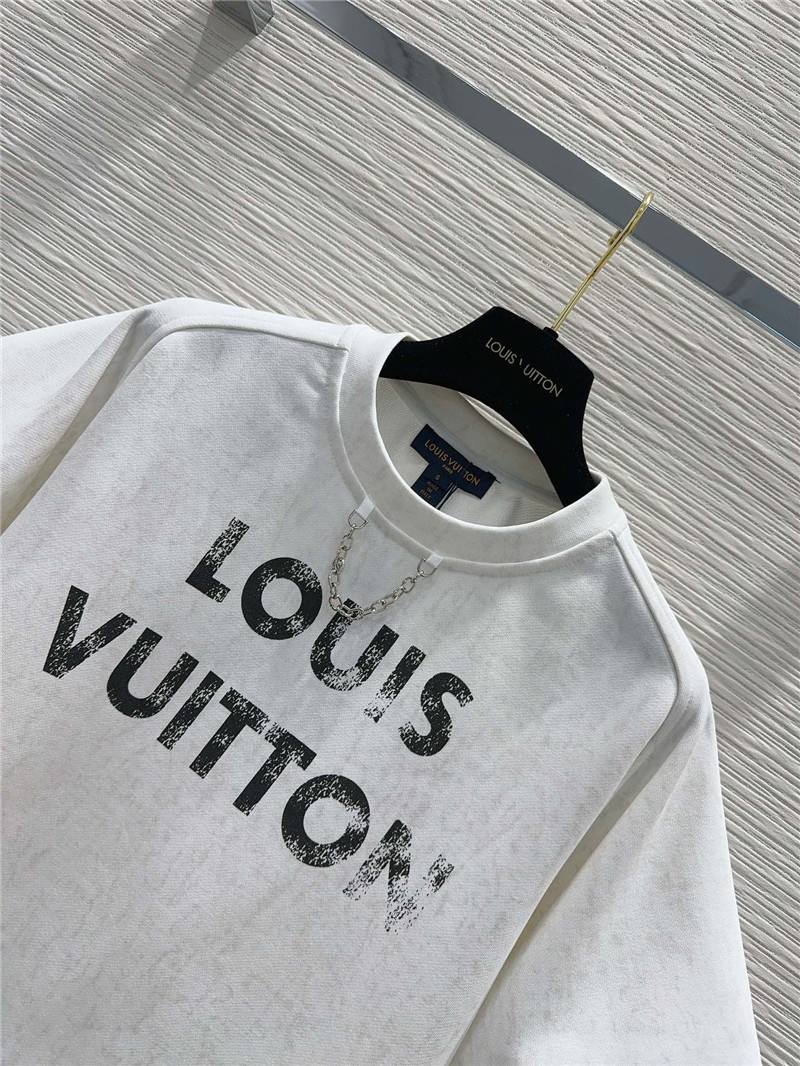 Louis Vuitton White Letter Print T-Shirt Sets