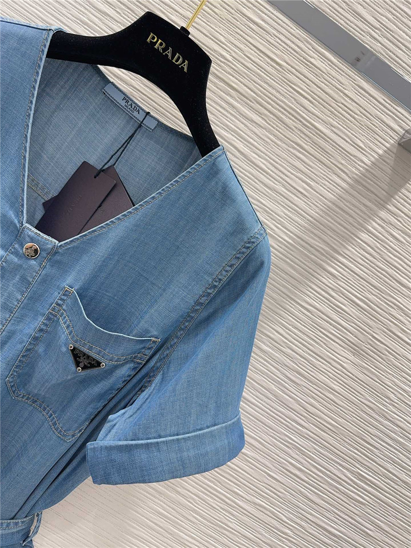 Pra*a mid-century style denim dress replica clothing sites