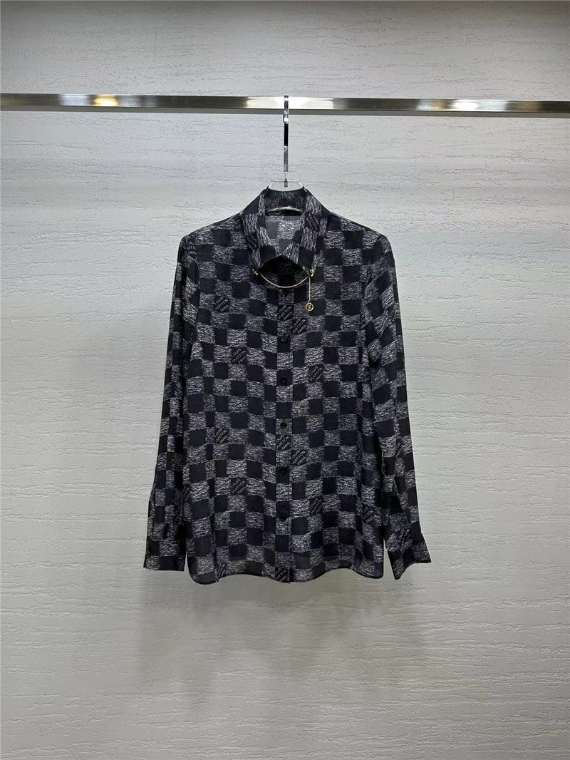 louis vuitton LV digital printed silk shirt replica clothes