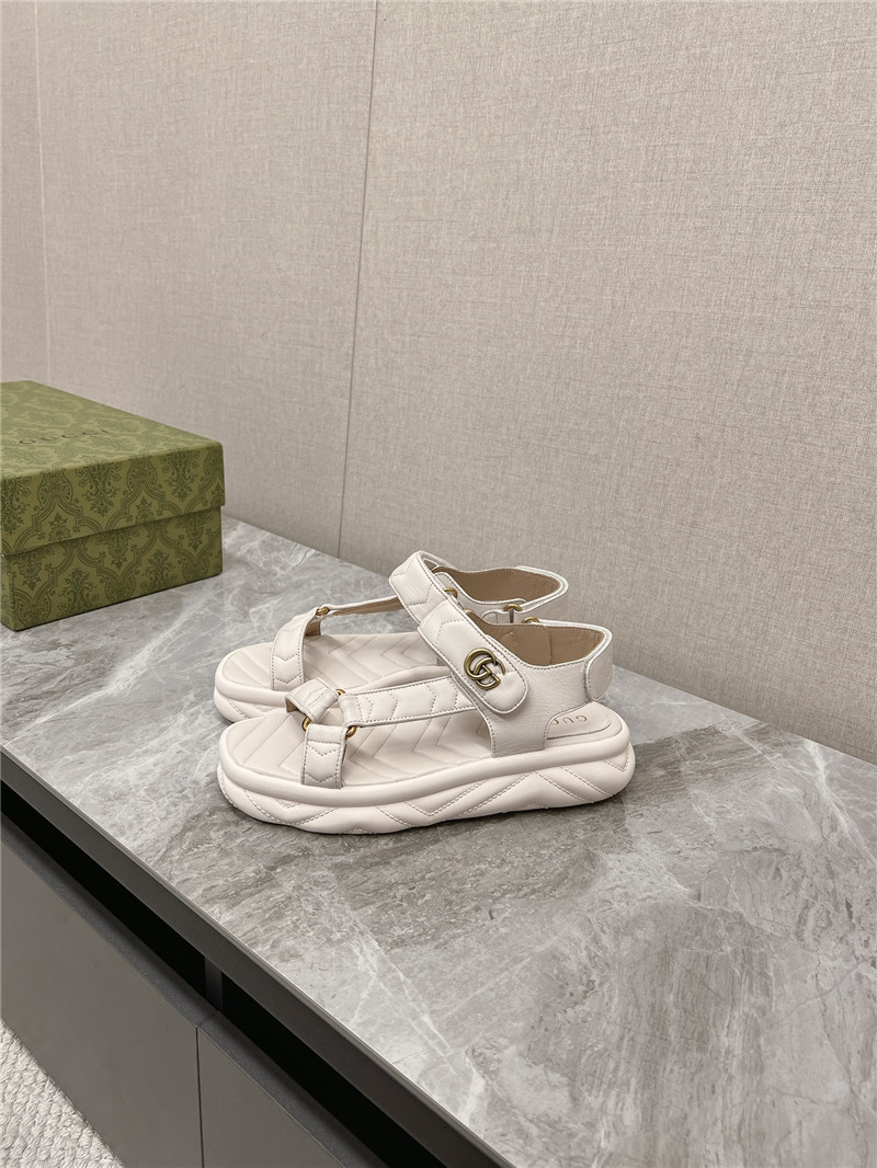 Gvc*1 double g leather sandals white