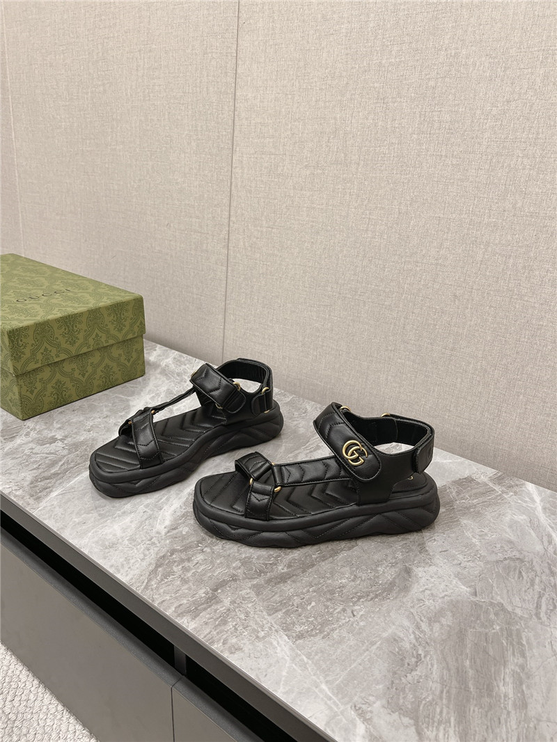 Gucci Double G Leather Sandals Black