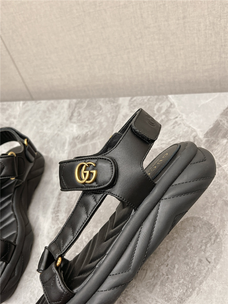 Gvc*1 double g leather sandals black