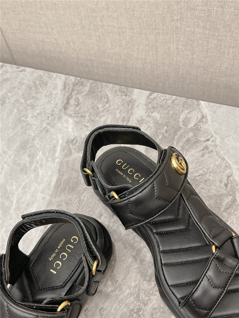 Gvc*1 double g leather sandals black