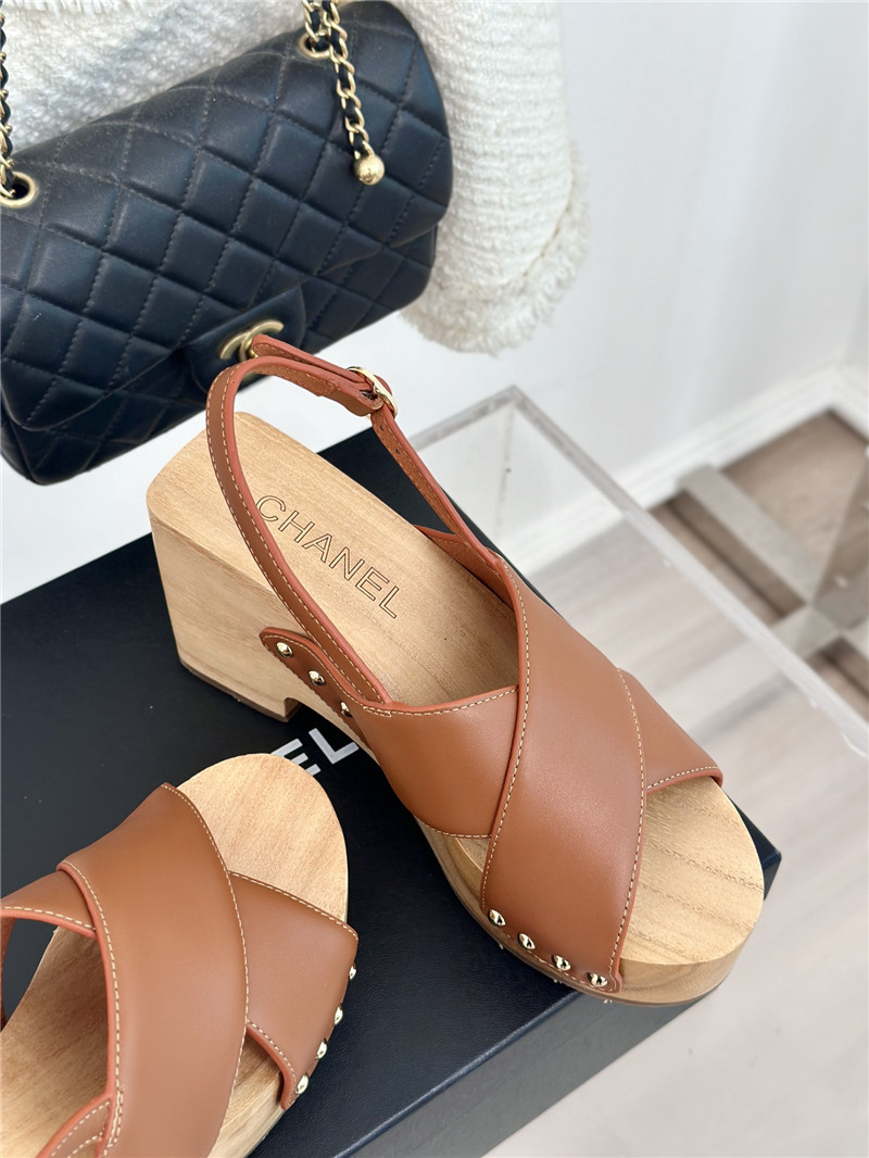 Ch**el calfskin studded slingback clog sandals