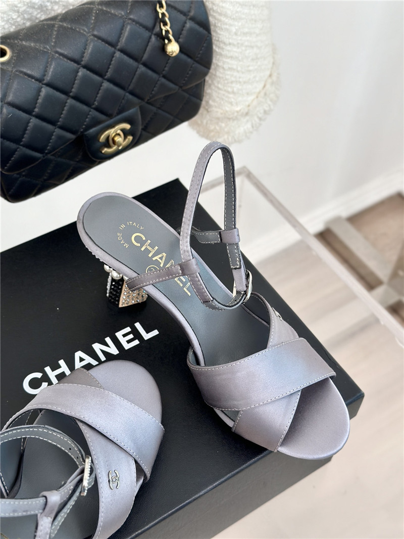 Ch**el velvet square heel sandals