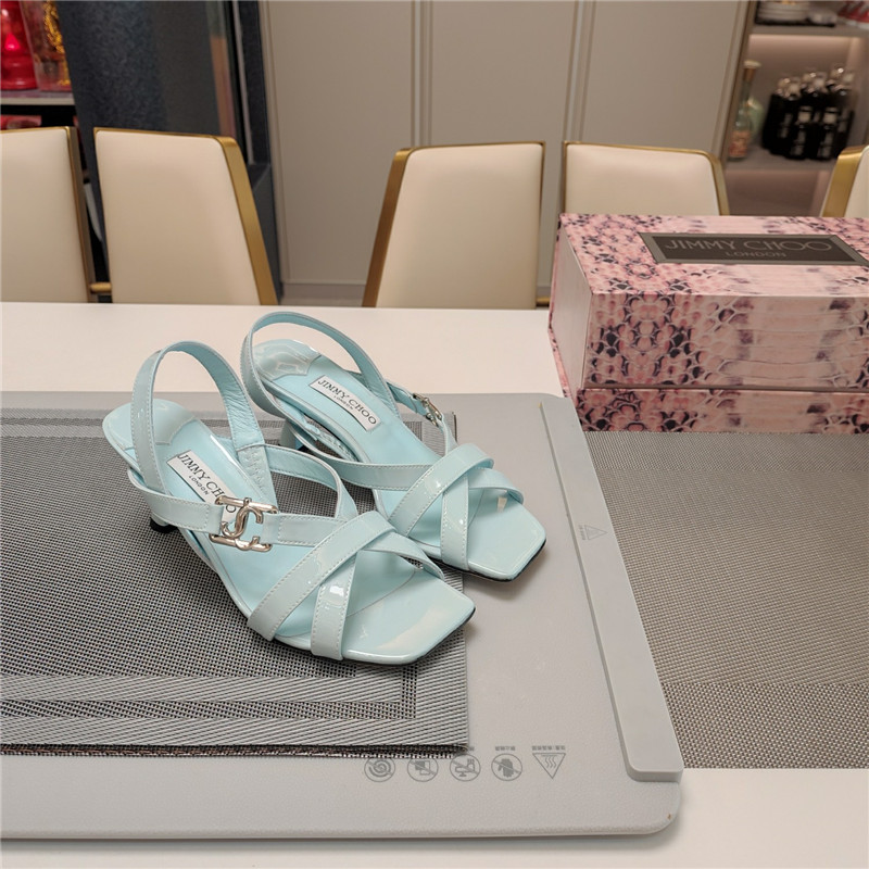 Jimmy Choo Jess 95 Blue Leather Sandals