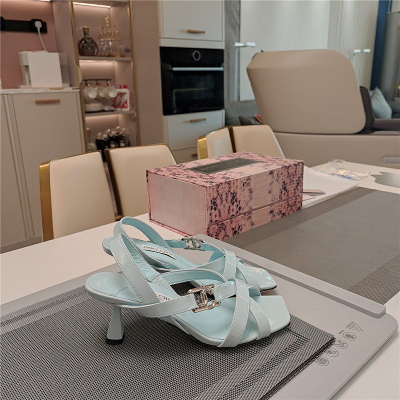 Jimmy Choo Jess 95 Blue Leather Sandals