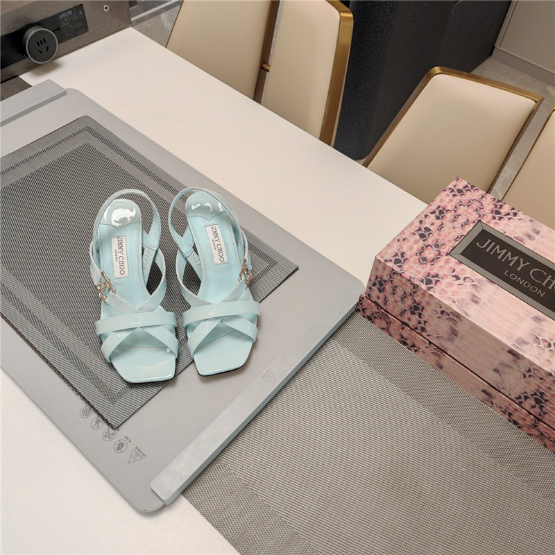 Jimmy Choo Jess 95 Blue Leather Sandals