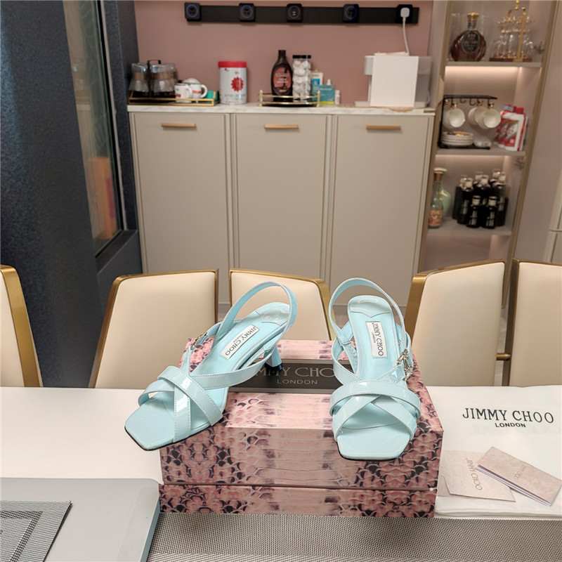 Jimmy Choo Jess 95 Blue Leather Sandals