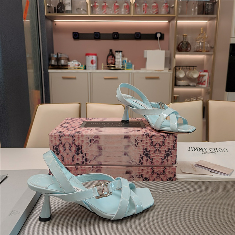 Jimmy Choo Jess 95 Blue Leather Sandals